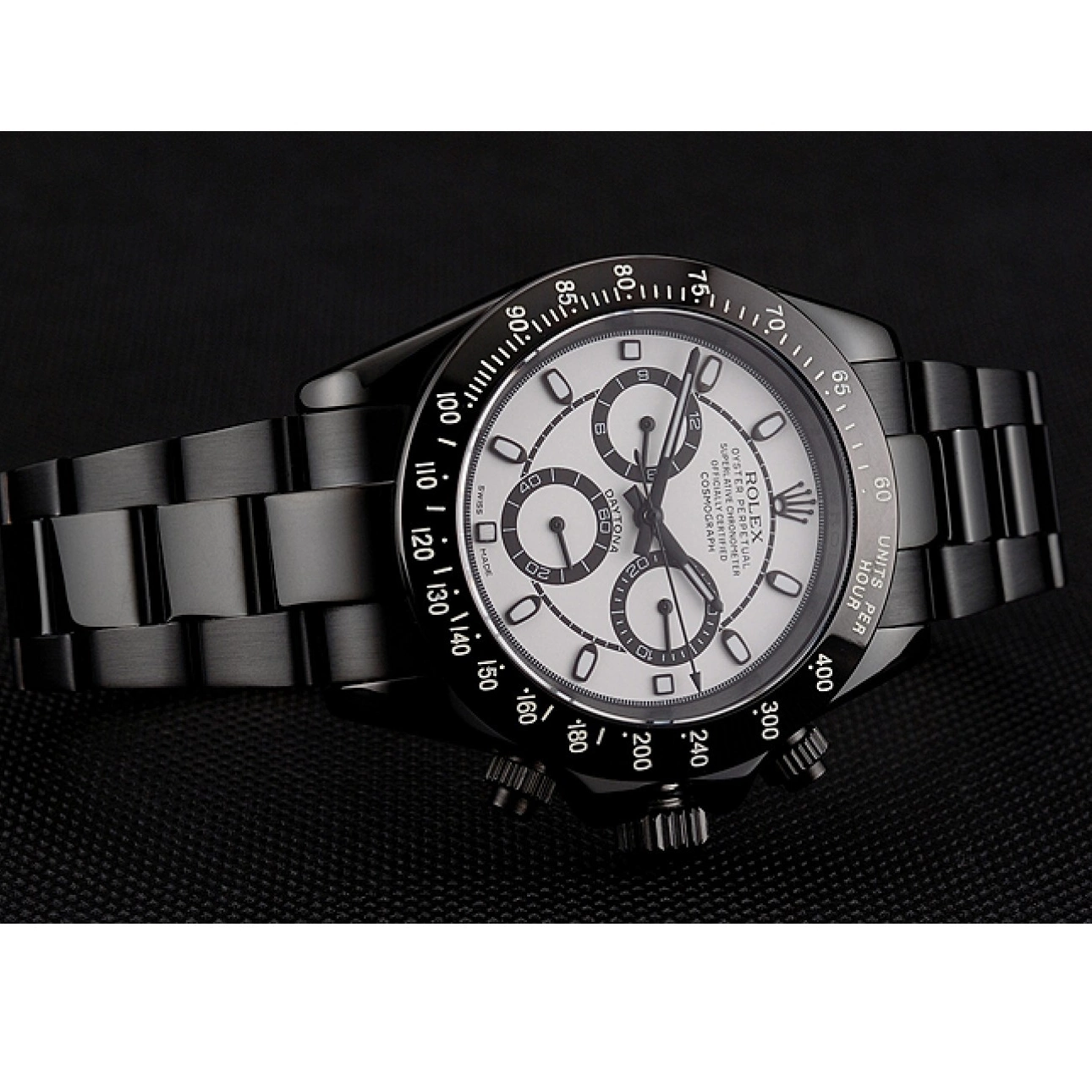 Aaa fake watches Bracelet Staineless Rolex White Daytona Dial 1454021 Steel Midnight Black 0701